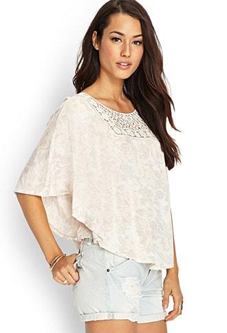 Forever21 Crochet Lace Flutter Top