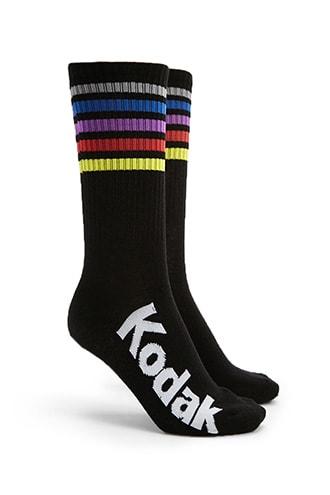 Forever21 Striped Kodak Crew Socks