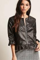 Forever21 Faux Leather Ruffle Jacket