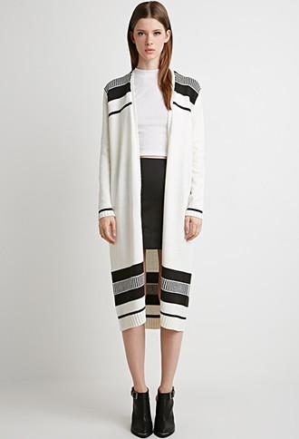Forever21 Stripe Patterned Longline Cardigan