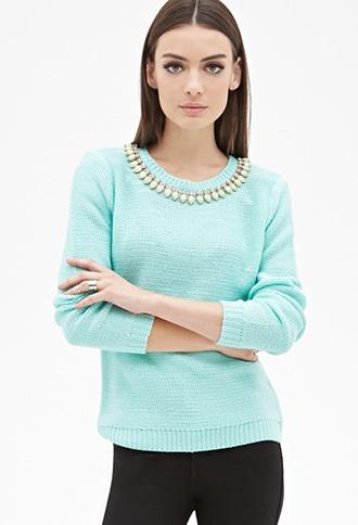 Forever21 Faux Stone Embellished Sweater