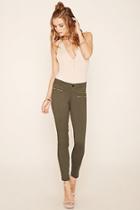 Forever21 Women's  Olive Zipper-front Skinny Jeans