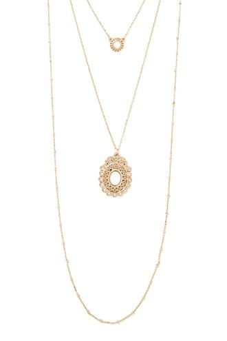 Forever21 Gold & Peach Filigree Layered Necklace