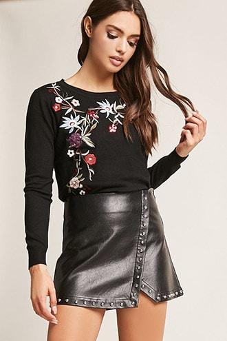 Forever21 Embroidered Sequin Sweater