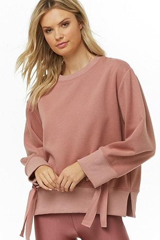 Forever21 Tie-cuff Fleece Sweatshirt