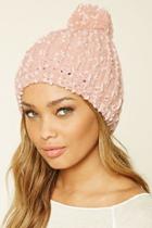 Forever21 Women's  Light Pink Marled Knit Beanie