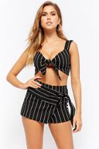 Forever21 Striped Tie-front Top & Skort Set