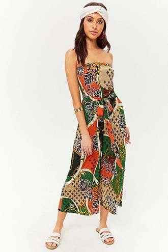 Forever21 Baroque Strapless Jumpsuit