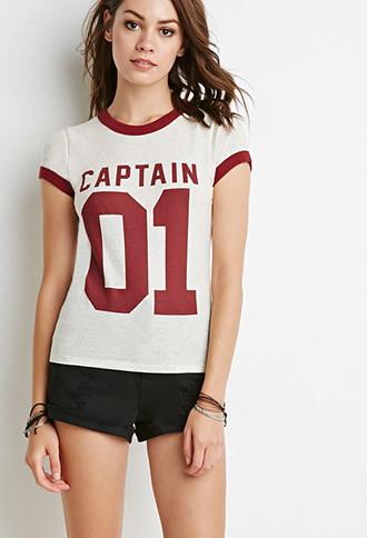 Forever21 Captain Graphic Ringer Tee