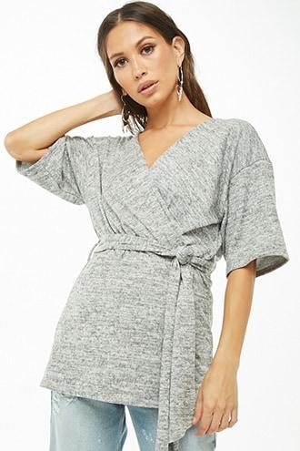 Forever21 Marled Knit Mock Wrap Top