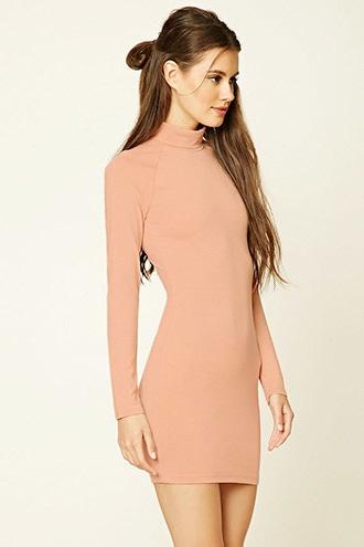 Forever21 Women's  Peach Turtleneck Mini Dress