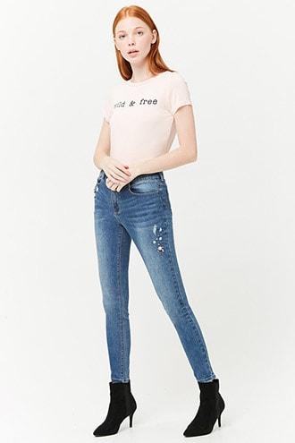 Forever21 Faux Gem Skinny Jeans