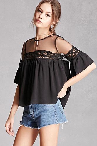 Forever21 Crochet Lace Babydoll Top