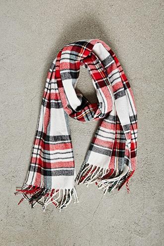 21 Men Men Flannel Plaid Fringe Scarf