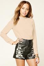Forever21 Women's  Taupe Shirred High Neck Top
