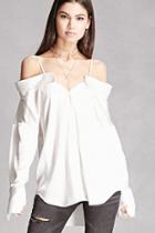 Forever21 Satin Open-shoulder Shirt