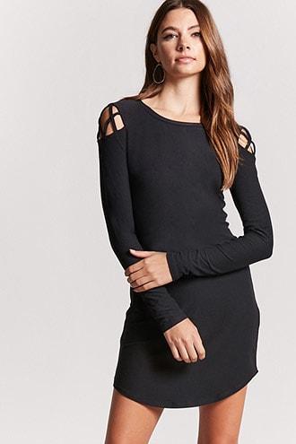 Forever21 Caged-shoulder Knit Dress