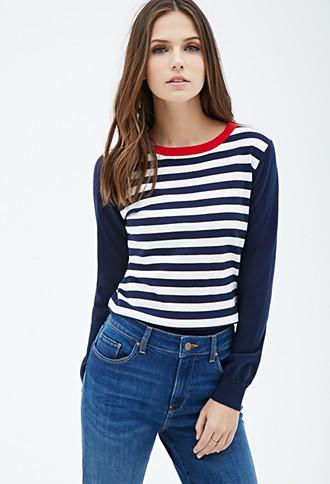 Forever21 Colorblocked Striped Sweater