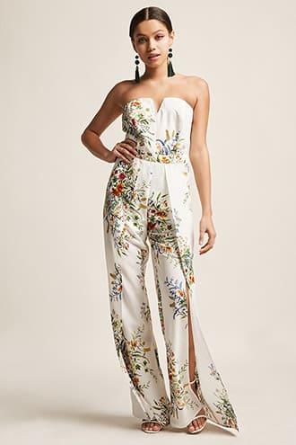 Forever21 Floral Wide-leg Jumpsuit