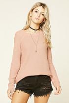 Forever21 Women's  Blush Honeycomb Knit Sweater Top