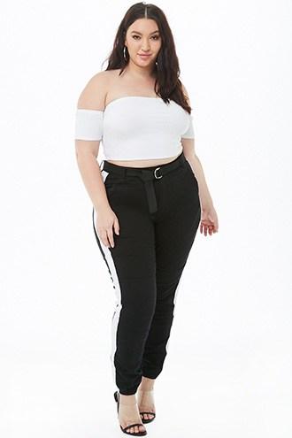 Forever21 Plus Size Striped-trim Denim Joggers