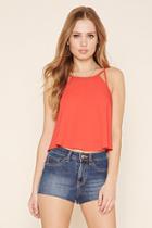 Forever21 Women's  Coral Strappy Cropped Cami