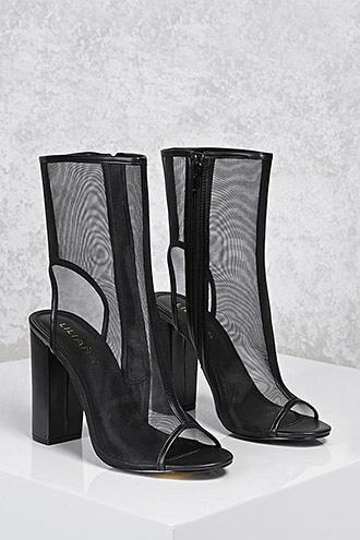 Forever21 Sheer Mesh Cutout Boots
