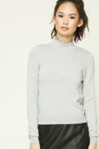 Forever21 Women's  Heather Grey Mock Neck Sweater