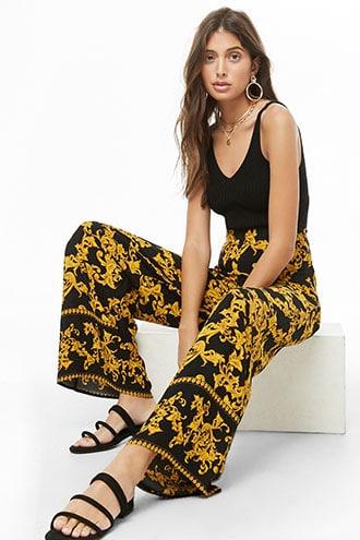 Forever21 Baroque Print Wide-leg Pants
