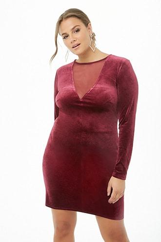 Forever21 Plus Size Mesh Insert Velvet Mini Dress