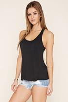 Forever21 Women's  Black Pocket Racerback Tank