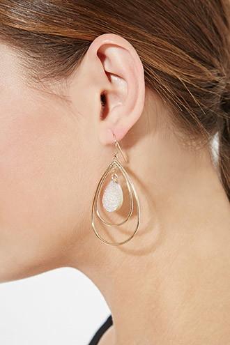 Forever21 Faux Stone Cutout Drop Earrings