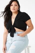 Forever21 Plus Size Ribbed Tie-front Crop Top