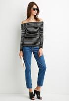 Forever21 Striped Off-the-shoulder Ribbed Top