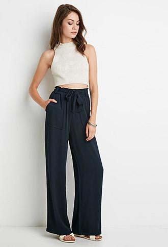 Forever21 Belted Wide-leg Pants