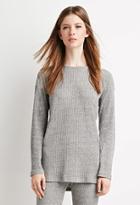 Forever21 Women's  Grey Marled-knit Ribbed Top