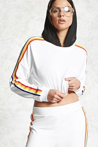 Forever21 Cropped Stripe Sweatshirt