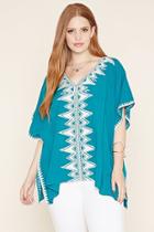 Forever21 Plus Women's  Jade & Ivory Plus Size Poncho Top