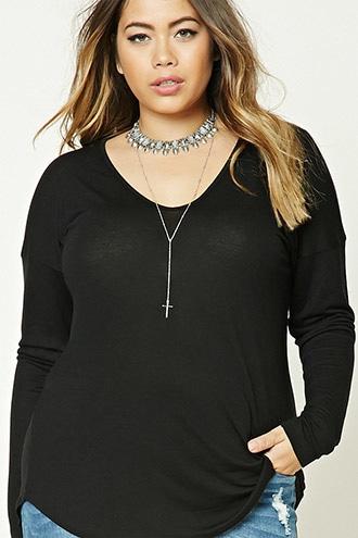 Forever21 Plus Women's  Black Plus Size Slub Knit Top