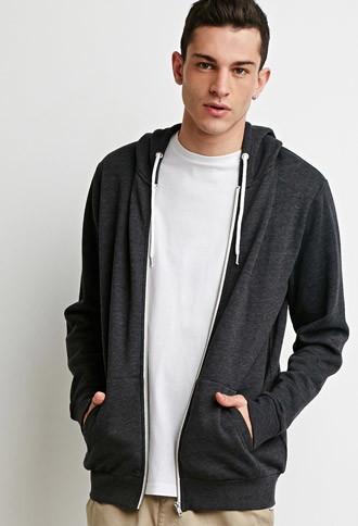 21 Men Zip Up Hoodie (charcoal Heather)