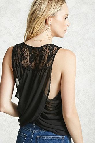 Forever21 Lace Tie-hem Top