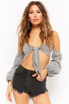 Forever21 Plaid Tie-front Crop Top
