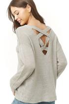 Forever21 Slub Knit Lace-back Sweater