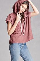 Forever21 Hooded Boxy Raw-cut Top