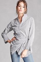 Forever21 Ruched Stripe Button-front Shirt