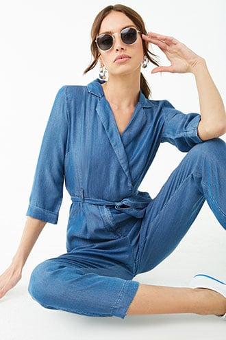 Forever21 Chambray Tie-waist Jumpsuit