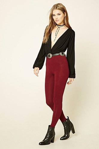 Forever21 Women's  Burgundy Classic Leggings