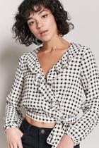 Forever21 Ruffle Gingham Wrap-front Crop Top
