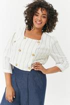 Forever21 Plus Size Pinstriped Double-breasted Top