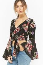 Forever21 Tie-front Floral Crop Top